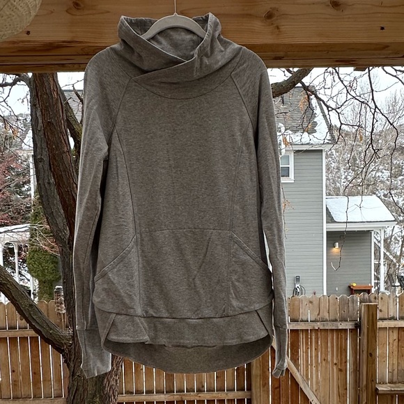 Athleta Track Pullover French Terry Gray Sweatshirt Running Walking medium - Picture 4 of 16